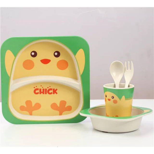 Bamboo Fiber Baby / Kids Tableware Set | Paket Alat Makan Anak Mangkuk Piring Gelas Animal