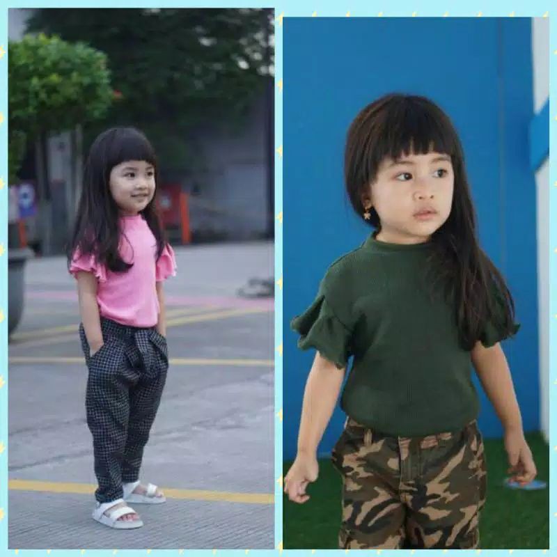 Atasan ilona Ruffle Tee Baju Anak Perempuan 2 3 4 Tahun Baju rajut anak