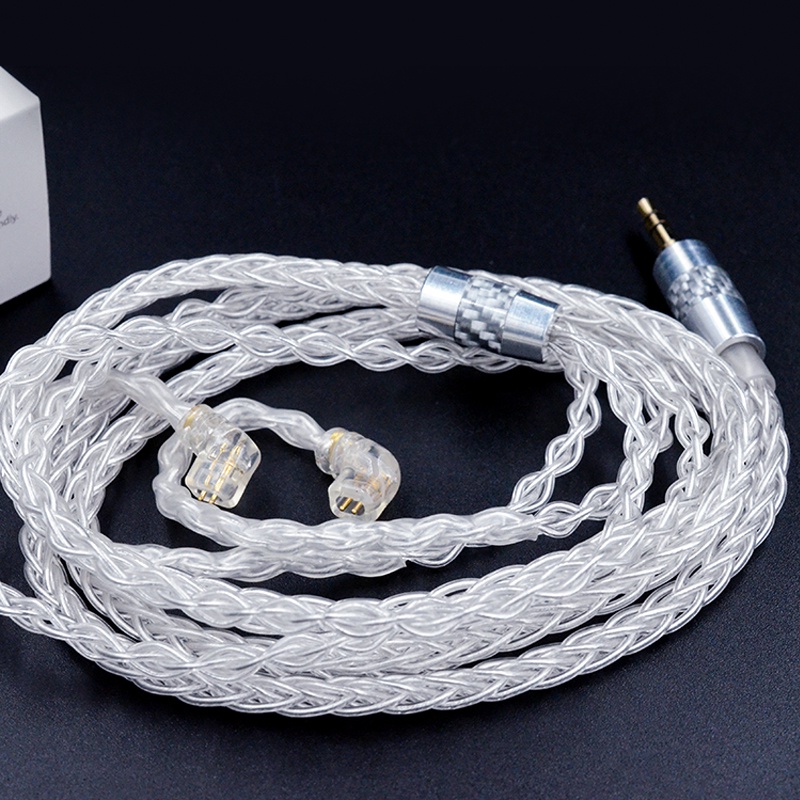 Kz Kabel Earphone 8 Core OFC Lapis Silver Dengan Jack 3.5mm 2Pin Untuk KZ DQ6 ZSX ASX ZAX ZSN PRO AS16