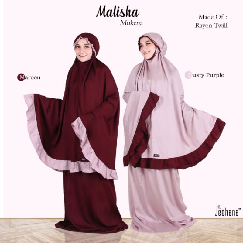Mukena Dewasa Original Malisha by Jeehana|Mukena Polos Kombinasi Dua Warna|Mukena Adem Dingin|Mukena