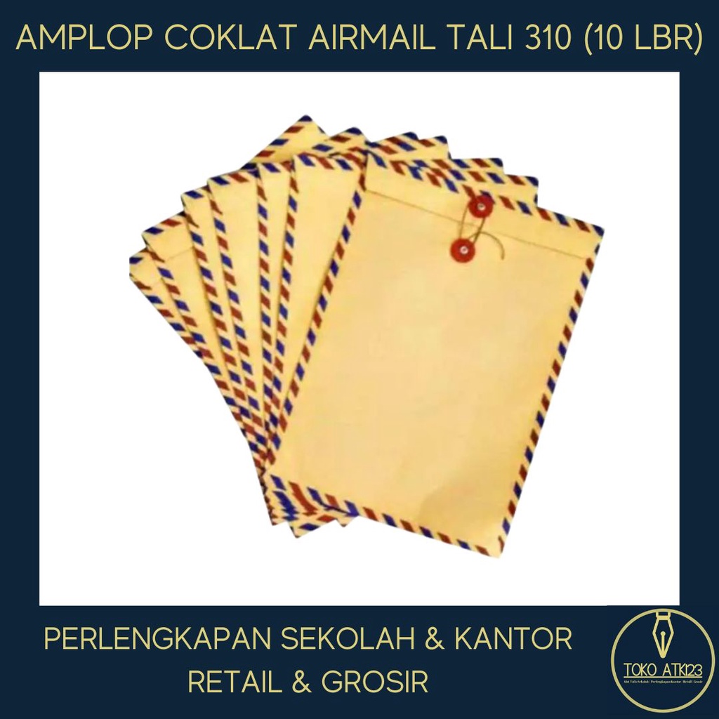 Amplop Coklat / Map Coklat Airmail Dengan Tali No. 310 (10 Lembar)