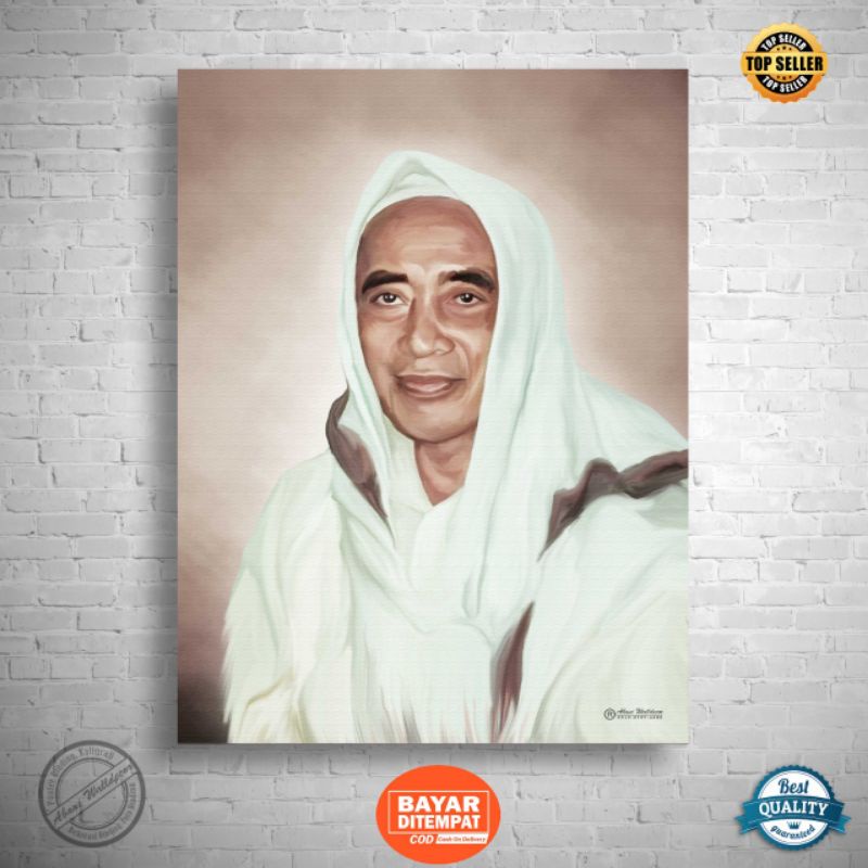 Abani Wall Decor Poster Mbah Hamid Pasuruan Smudge Painting Gambar KH Hamid Pasuruan