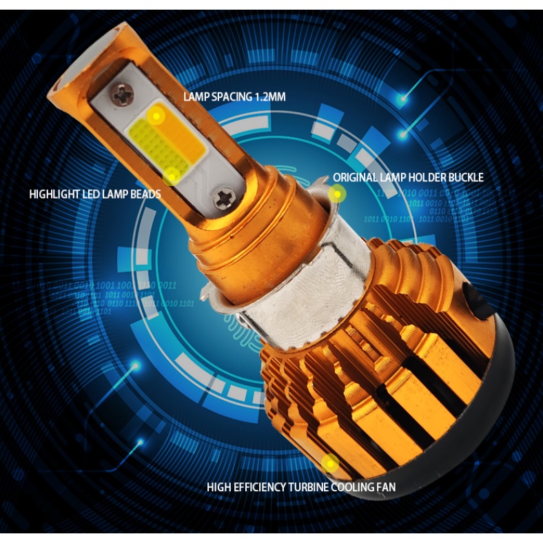 RTD AC dan DC Universal Sepeda Motor Lampu Depan LED 6500LM Lampu Depan Sepeda Motor 2 Warna 3 Sisi Lampu COB H4 H6 Ba20D 3000K 6000K 55W Sepeda Motor Honda Lampu Kabut Skuter