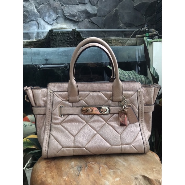 tas coach swagger preloved second metalic hand bag