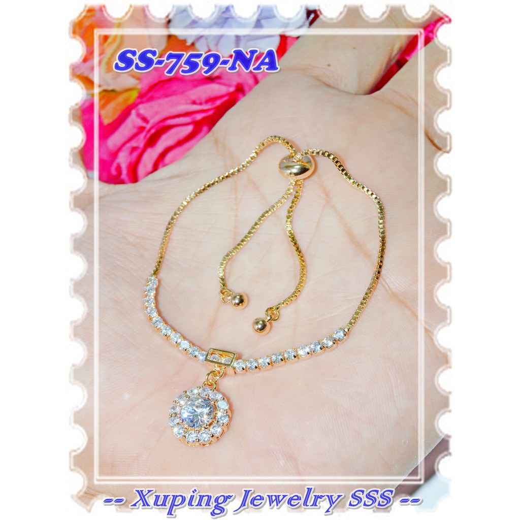  Gelang  Serut  Lapis Emas  SS 759 NA Circle Gantung Gold 