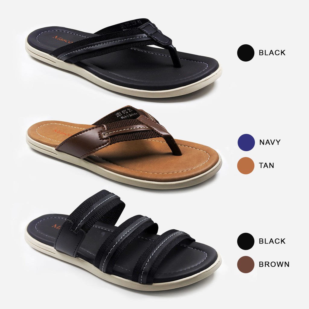 Mascotte LAVAN Sandal Pria 975.250 - 252 [ Hitam, Cokelat, Tan dan Navy ] / Ramayana Jatinegara