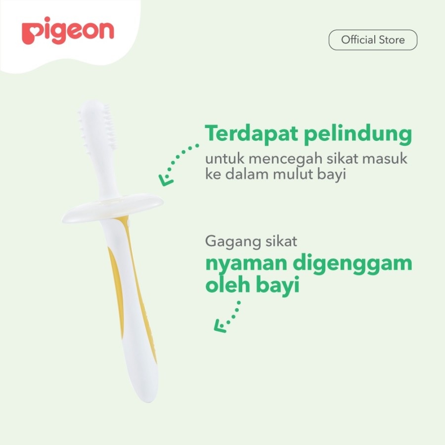 Pigeon Baby Training Toothbrush Lesson 1 Kuning Sikat Gigi Bayi Usia 6-8m+ Tooth Brush WHS