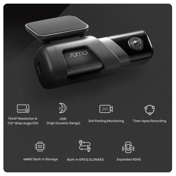 70mai M500 / 70mai Dash Cam M500 1944P GPS Built-in 64G FOV 170 ADAS Voice Control