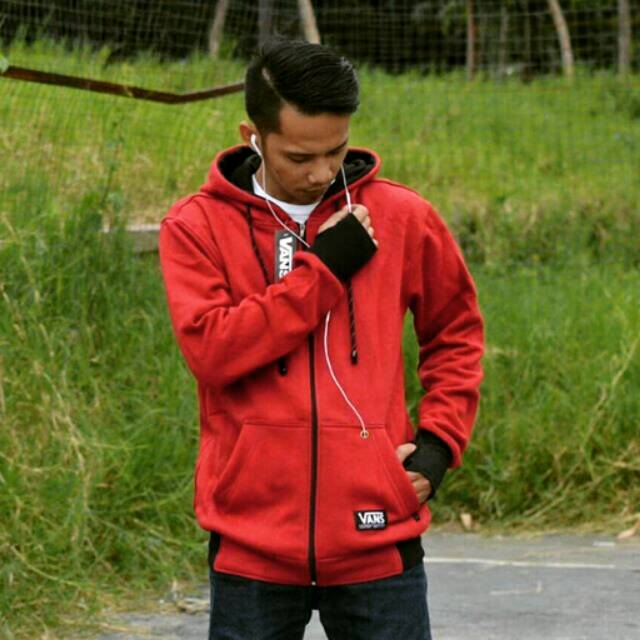 Jaket finger hodie warna merah maroon
