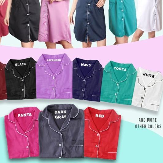 ★ DASTER SATIN SILKY SLEEPWEAR PIYAMA BAJU TIDUR PAJAMAS WANITA DEWASA - Putih ☜