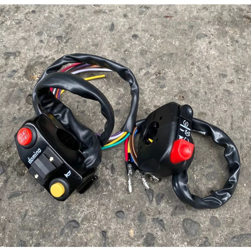 Saklar kanan kiri starter on off stop engine sein klakson domino universal holder set kanan kiri tig