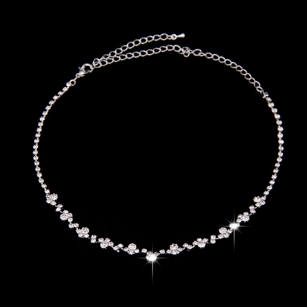 Hu Hu Hu Hu Hu Alat Bantu Pasang Kacamata♡ 2pcs / Set Anting Kalung Choker Bentuk Geometri Hias Berlian Imitasi
