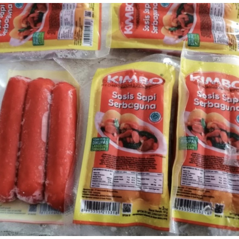 

Kimbo Sosis Sapi serbaguna isi 3s / 1pack beef sausages kimbo Halal