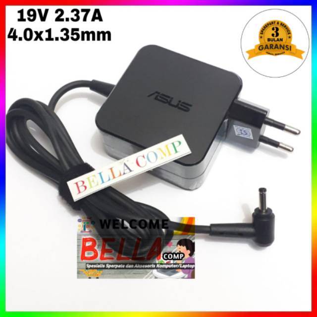 Adaptor Charger Asus X540 X540L X540LA X540SA X201E X202E S200E X200CA X541 X541S X541SA X541U X541UA K553M K553MA R417SA R417MA R541 R541U R541UA UX305 UX305F ASUS Zenbook UX305 UX21A UX32A X201E X202E T300LA ADP-45BW 19V 2.37A 4.0*1.35mm Original