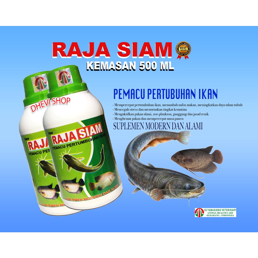 RAJA SIAM 500-VITAMING PENGGEMUK IKAN-OBAT PENGGEMUK IKAN LELE-PEMACU PERTUMBUHAN IKAN