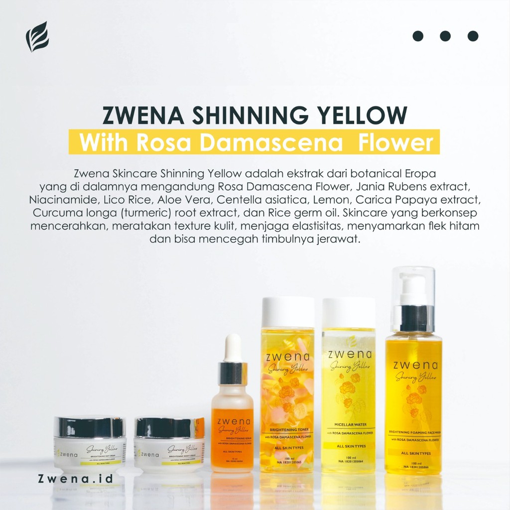 Zwena Skincare Paket Ultimate Brightening Menghilangkan Noda Hitam &amp; Mencerahkan wajah BPOM Zwena with Rosa Damascena Flower