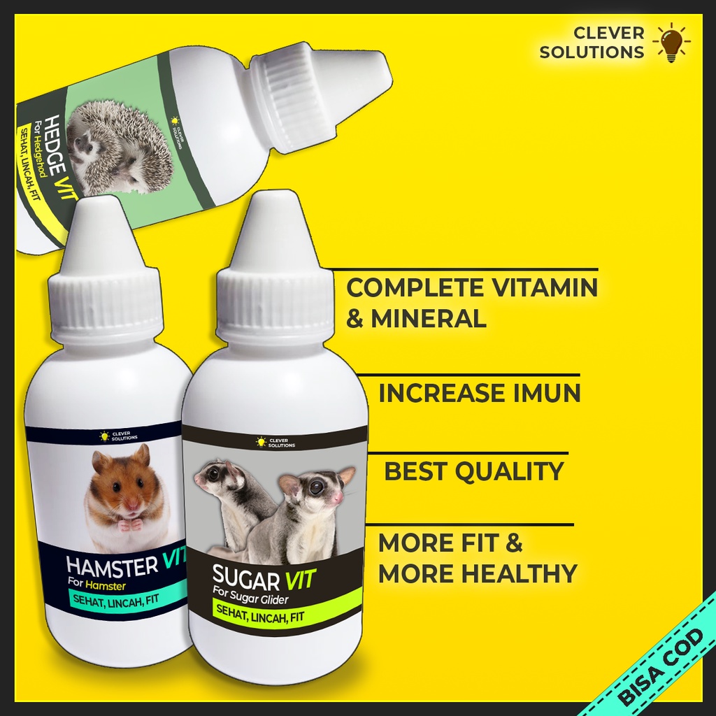 Vitamin Hamster Sugar Glider Landak Mini Meningkatkan Nafus Makan Imunitas Menjaga Kesehatan Merawat Kulit by Clever Solutions Obat Hamster Pakan Makanan Hamster Sugar Glider Hamvit Vitma