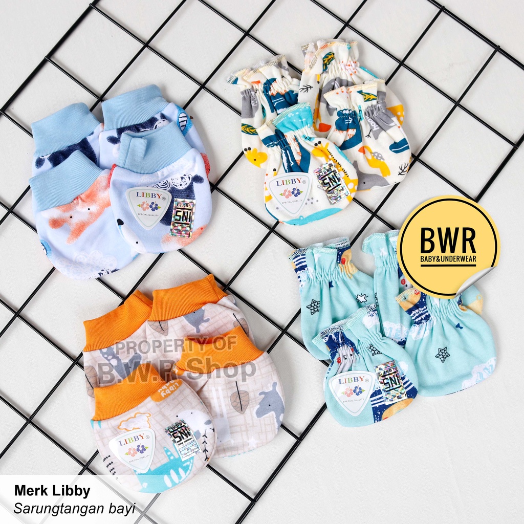 Sarung Tangan LIBBY MOTIF Random | Sarung Tangan dan Kaki Libby Motif Terbaru Bayi Newborn - Bwr