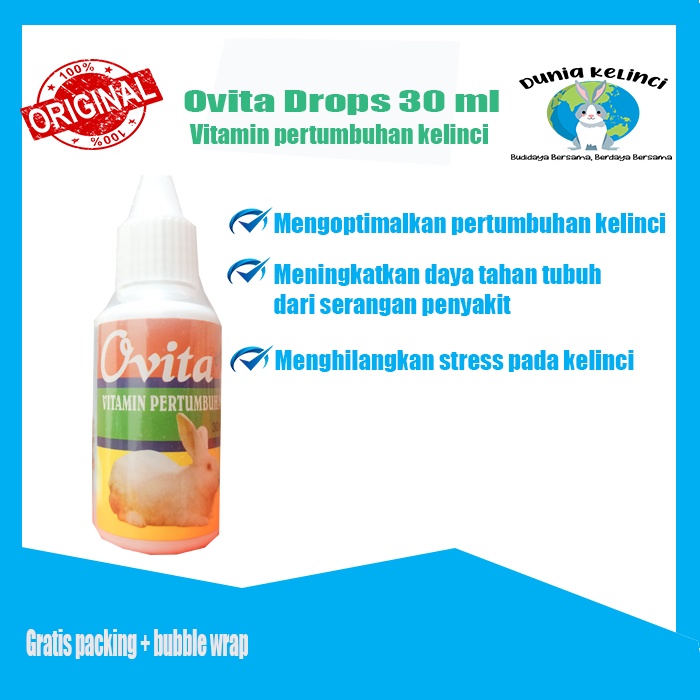 OVITA DROPS 30 ML VITAMIN PERTUMBUHAN KELINCI DAYA TAHAN TUBUH MULTIVITAMIN MULTI VITAMIN OVITA DROP