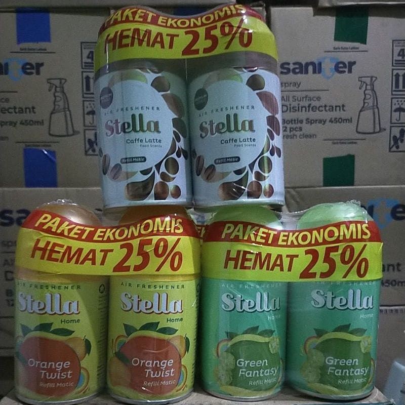 STELLA REFILL MATIC PAKET EKONOMIS (2 x 225 ml), pewangi Pengharum ruangan