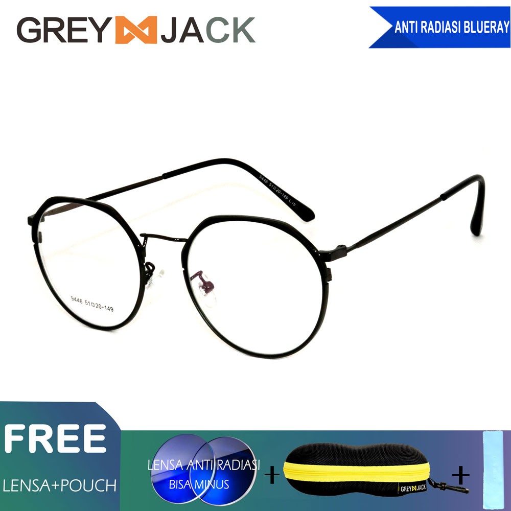 

Grey Jack Frame Kacamata Metal Fashion dengan Lensa anti radiasi Blue Ray bisa Minus Ringan 9446