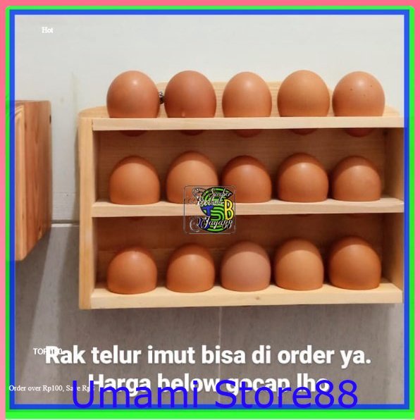 rak telur 2 susun kayu / rak telur kayu / tempar telur ayam / rak dinding serbaguna / rak dapur kayu