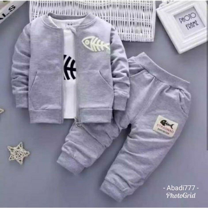 Set 3in1 pakaian anak Unisex setelan sweater kaos anak terbaru 2021