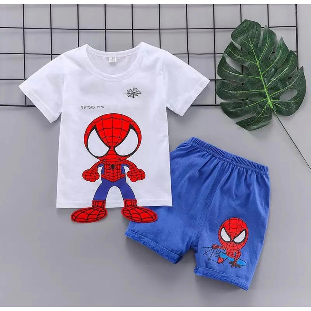 SETELAN ANAK BAJU ANAK SPIDERMEN 1-5 TAHUN SETELAN ANAK LAKI LAKI DAN PEREMPUAN TERBARU