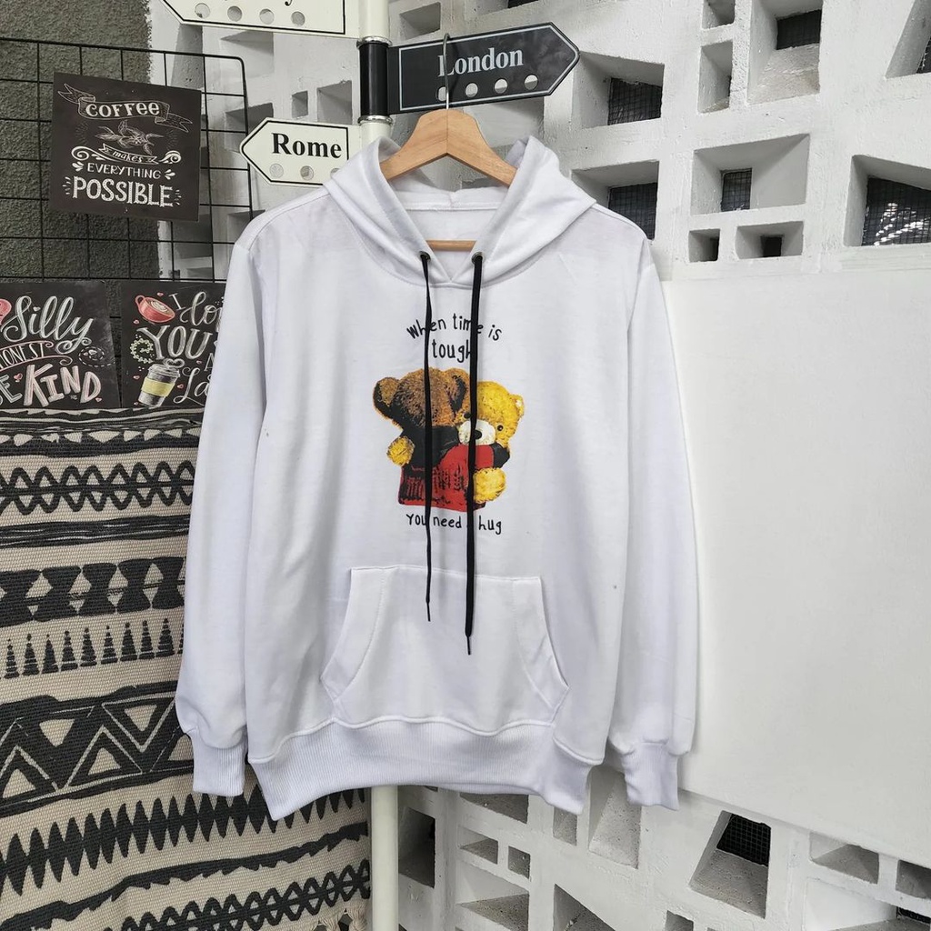 Hoodie Sweater Pria Wanita Hugh Teddy Bear Bahan Pleece Korean Style