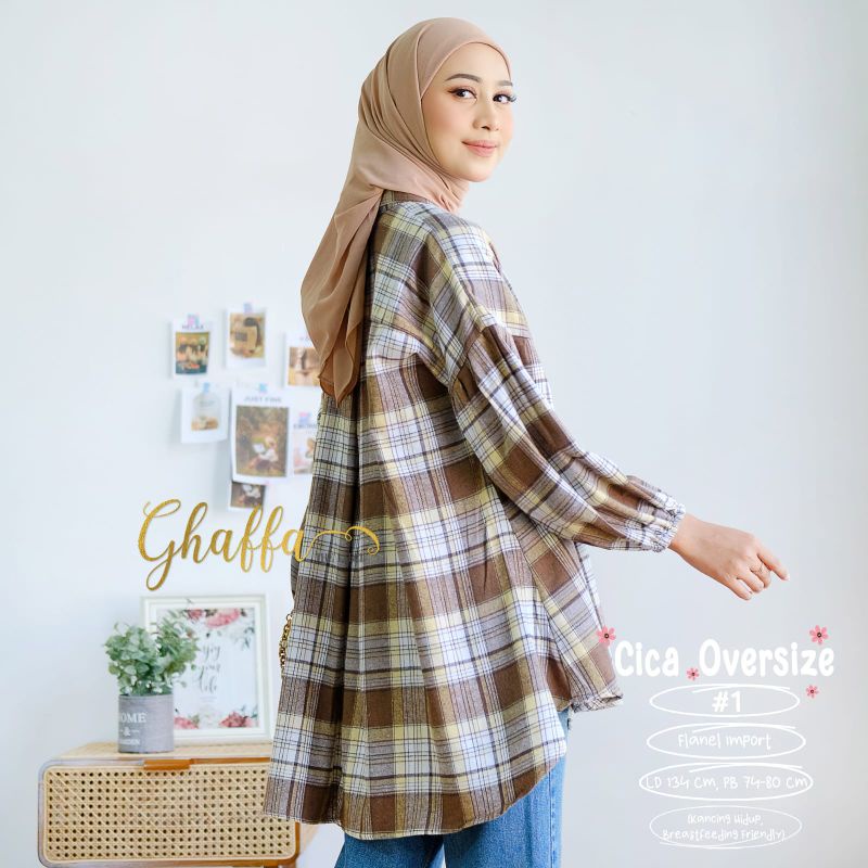 CICA OVERSIZE #1 #2 #3 #4 #5 BY GHAFFA THE LABEL / BLOUSE WANITA MUSLIMAH / Flanel kotak-kotak jumbo terbaik