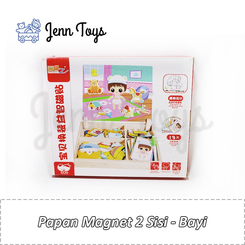 JennToys - Papan Tulis Anak Balita PAUD Edukasi Dini - Papan Magnet 2 Sisi - Grup 1