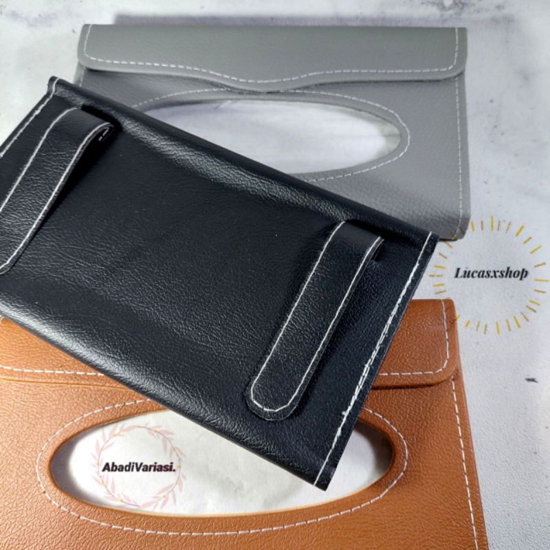 Tempat Box Tisseu Tisiu Tisu Mobil Jepit Sunvisor Kulit