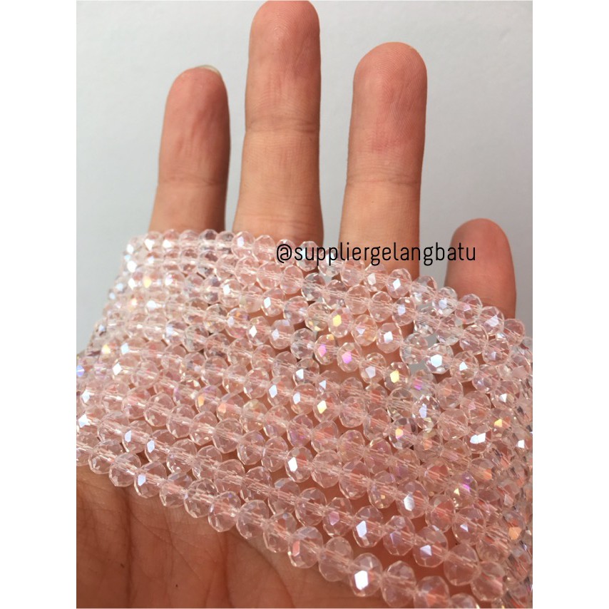 Kristal Ceko 6mm WHITE QUARTZ metalik bahan beads manik bapao rondel aksesoris craft fashion model