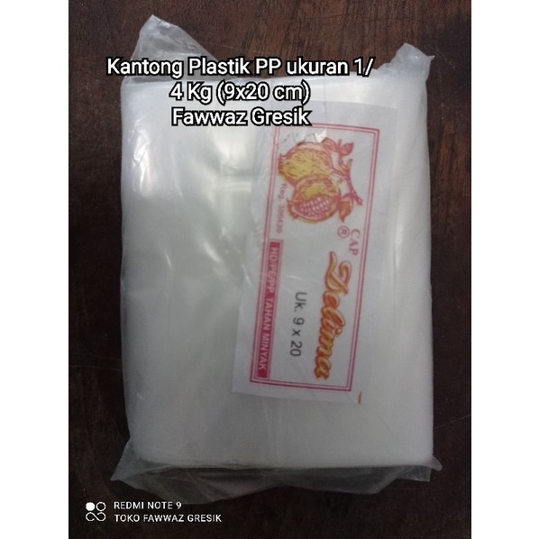 Plastik ES PE Delima 9x20, plastik PE 1/4 Kg, Plastik Pe Es Batu 9x20 cm Buram