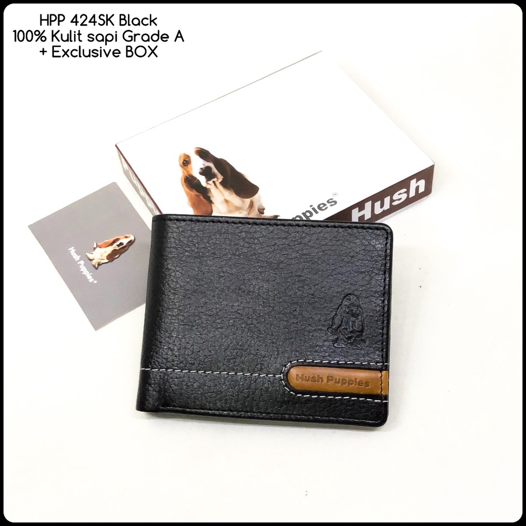 Dompet Hush Puppies 424sk hitam super premium dompet kulit dompet import dompet murah dompet cowok