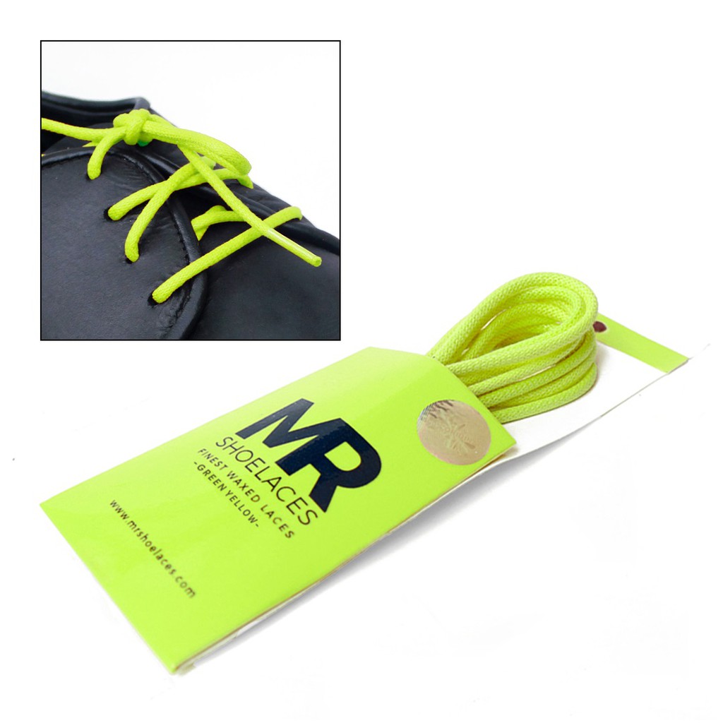 MR Shoelaces RD46 Green Yellow Tali Sepatu Lilin 2-3mm Bulat Round 50cm 60cm 70cm 80cm 90cm 100cm 120cm 150cm (Waxed Laces) - Premium Shoelace