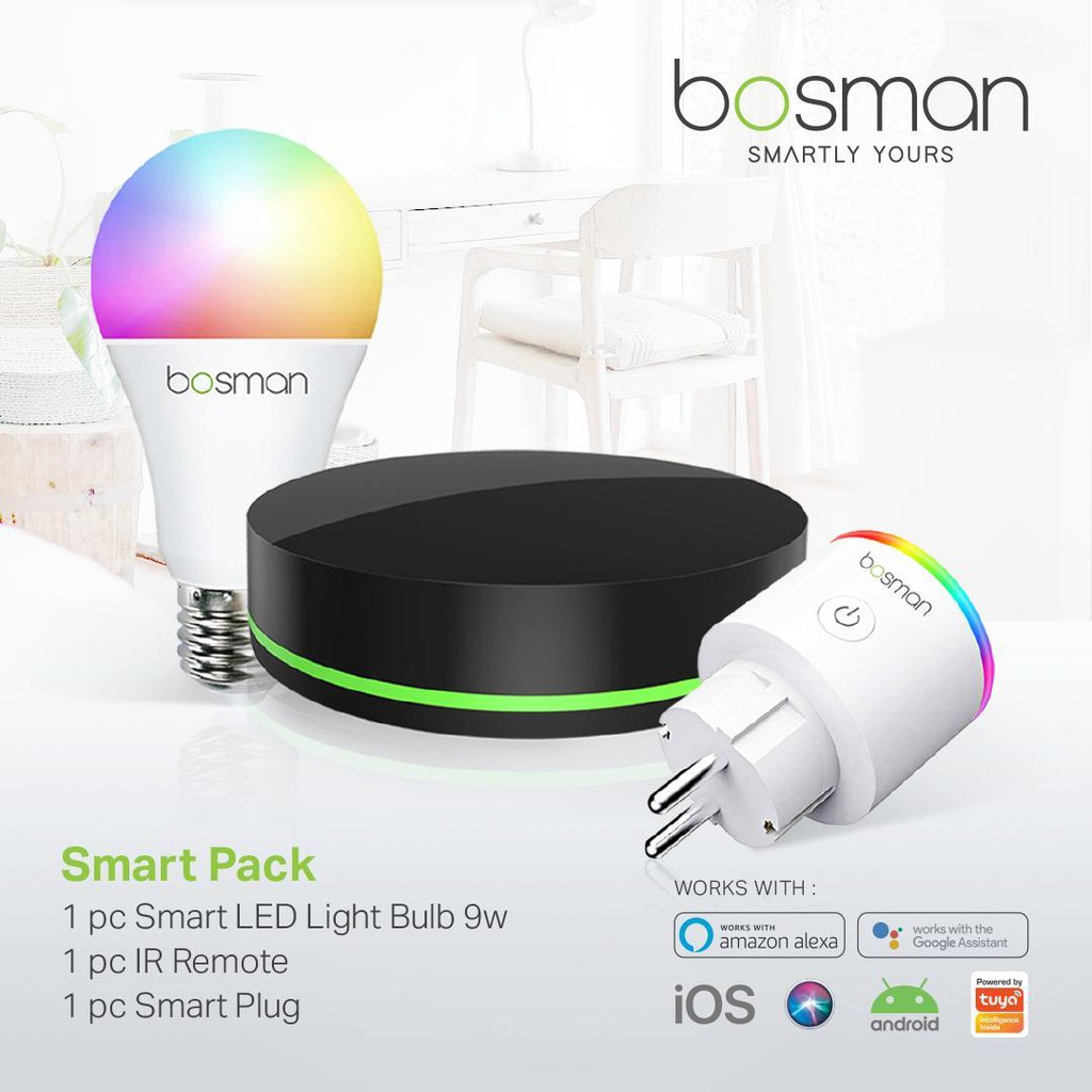 Bosman Smart Pack - Bohlam | Colokan | IR Remote | Smart Home