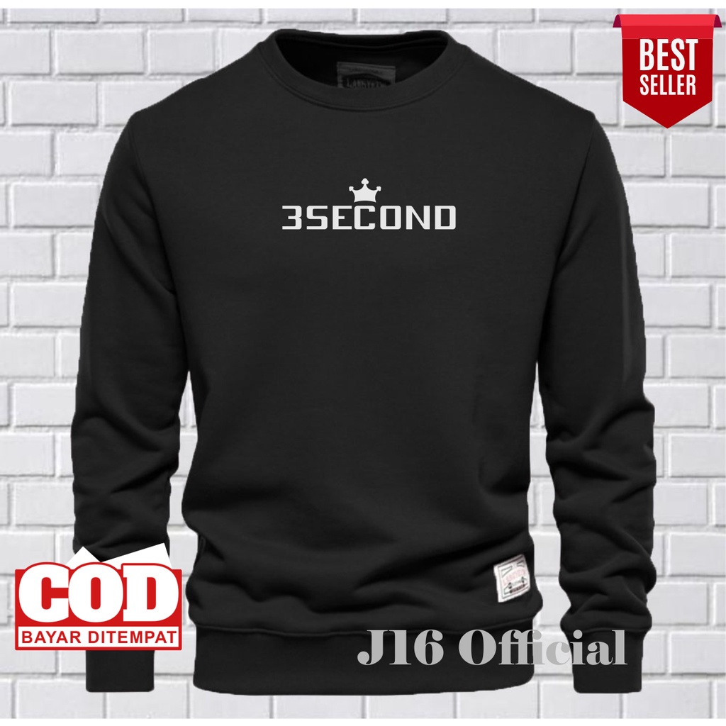 3SECOND Crewneck Pria Wanita Bahan Cotton Fleece Tebal Premium DISTRO