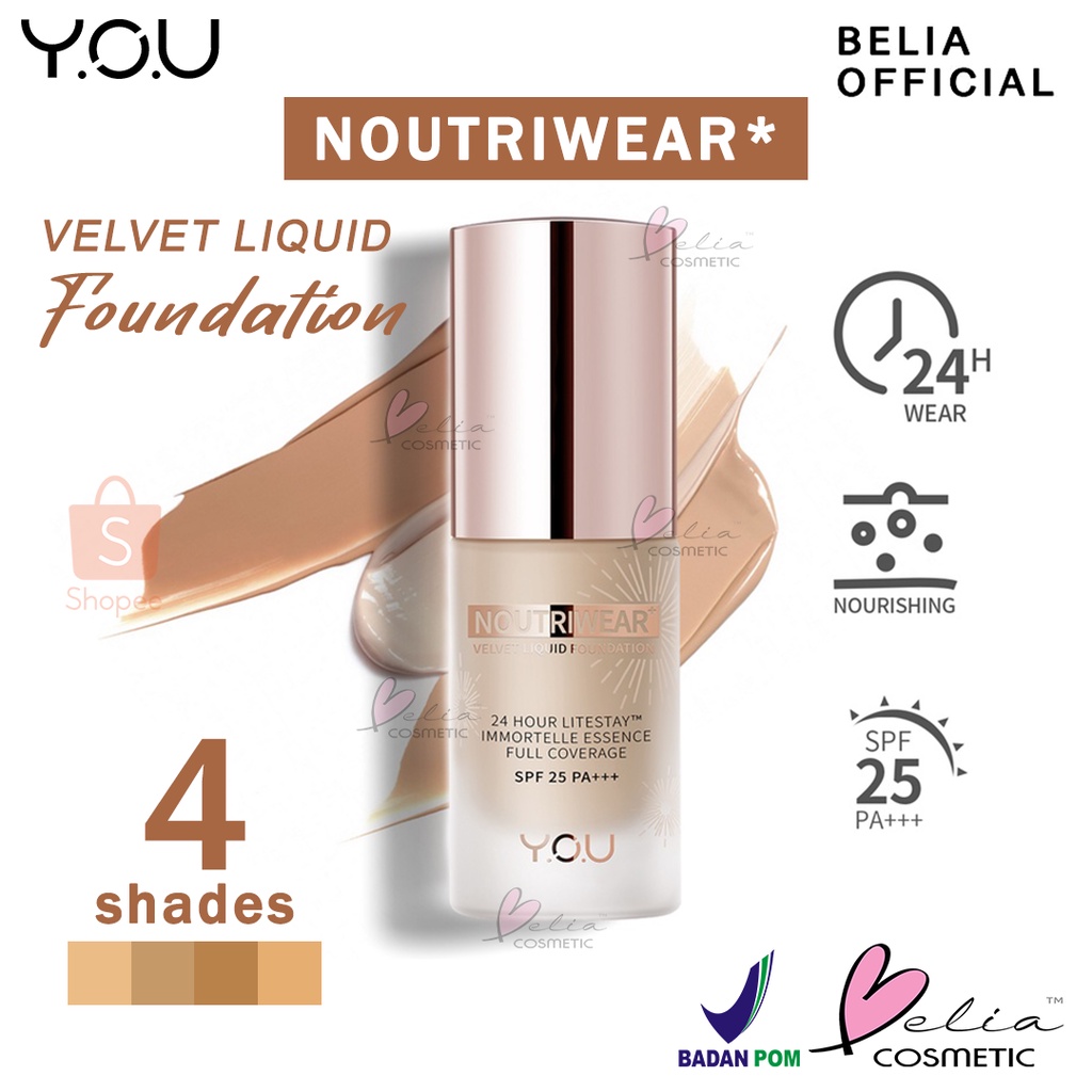 ❤ BELIA ❤ YOU NoutriWear+ Velvet Liquid Foundation | Y.O.U Alas Bedak BPOM