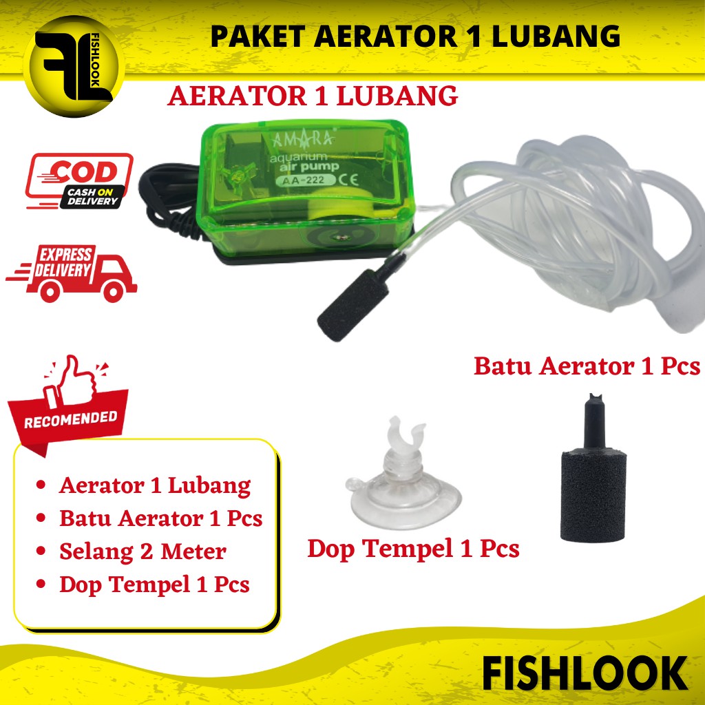 PAKET AERATOR LENGKAP AMARA mesin gelembung udara 1 LUBANG aquarium aquascape AMARA