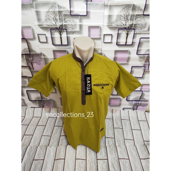 Kemeja Koko Pria / Outfit Casual Pria / Kemko Hijau Lemon Kombinasi Terbaru