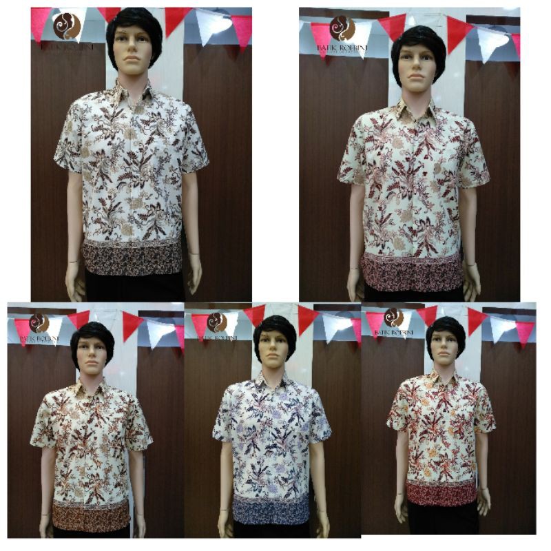 Batik Roebini Hem pendek pria motif bunga