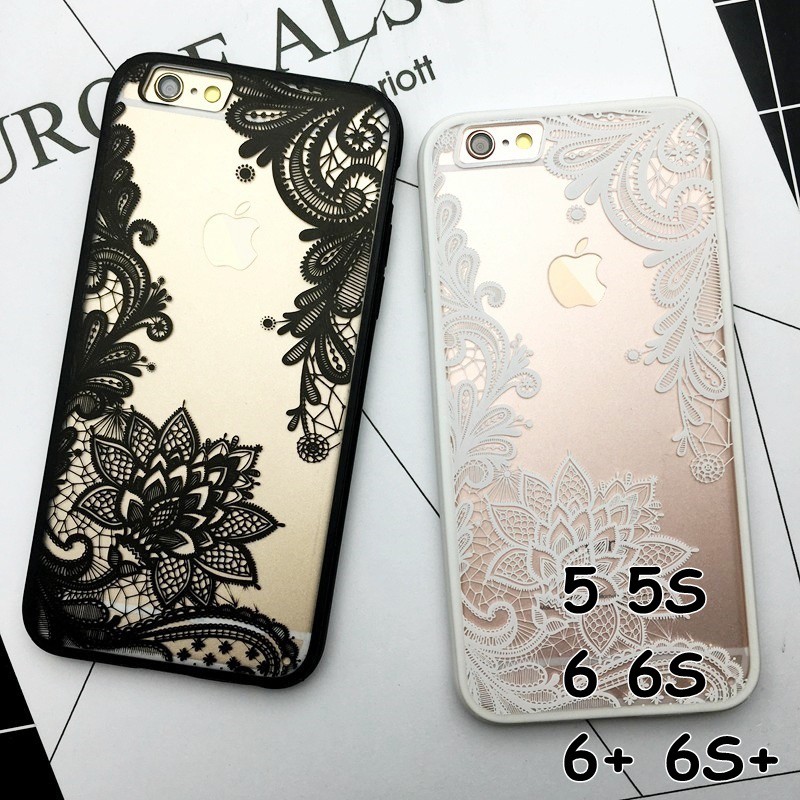 FOR IPHONE 6/6S - SOFT CASE SEXY LACE MANDALA HENNA FLOWER BLACK CASING