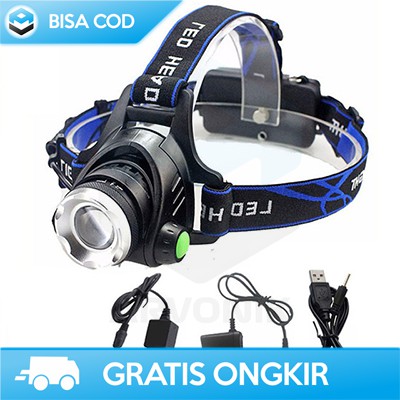 HEADLAMP OUTDOOR CHARGER WATERPROOF TAFFLED ORIGINAL LED CREE XML T6