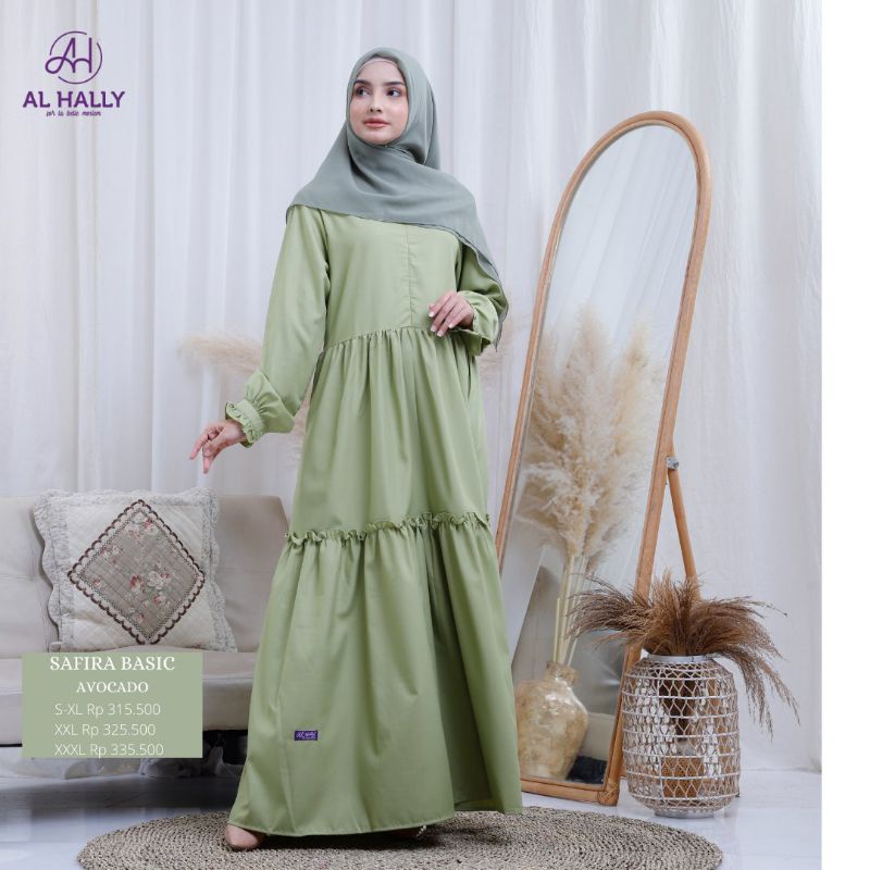 (COD) Terbaru gamis wanita muslim AL HALLY SAFIRA BASIC ll gamis basic Toyobo busui rempel ORI