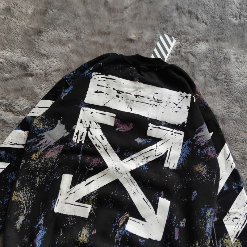 SWEATER CREWNECK OFF WHITE GALAXY FULL TAG AND LABEL