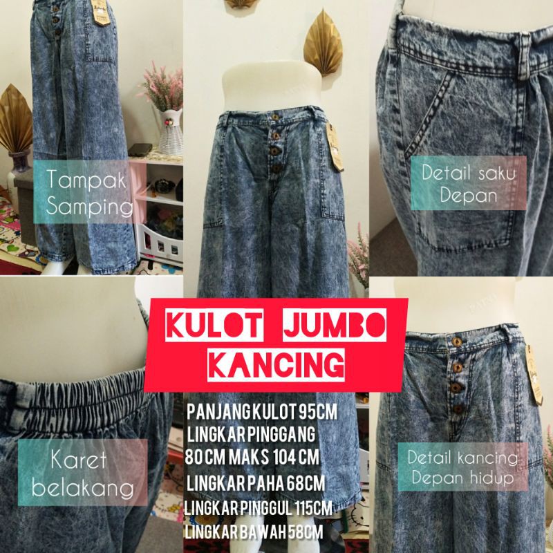 Kulot Jeans Terbaru Jumbo Snow Blue  Pinggang Karet Kancing