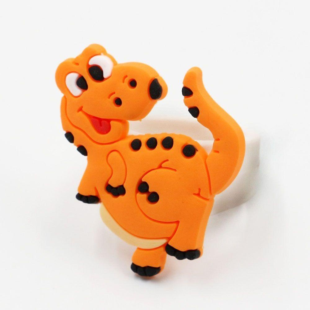 Nickolas1 Cincin Dinosaurus 6PCS Warna-Warni Lucu Karet Lembut Aksesoris Fashion