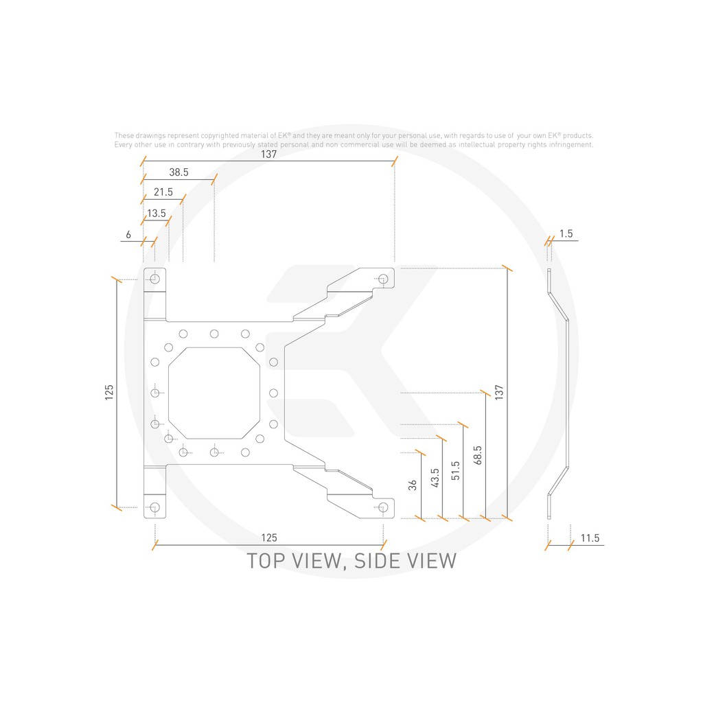 EKWB EK Loop Uni Pump Reservoir Bracket - 140mm