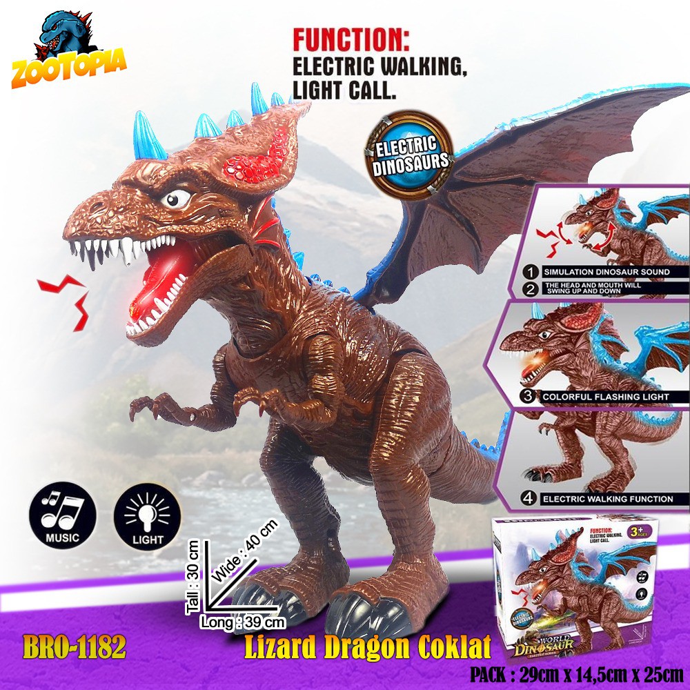 PROMO BRO1182 Trex Lizard Dinosaurus Baterai Mainan Anak Edukatif Animal Koleksi Safari ZOOTOPIA